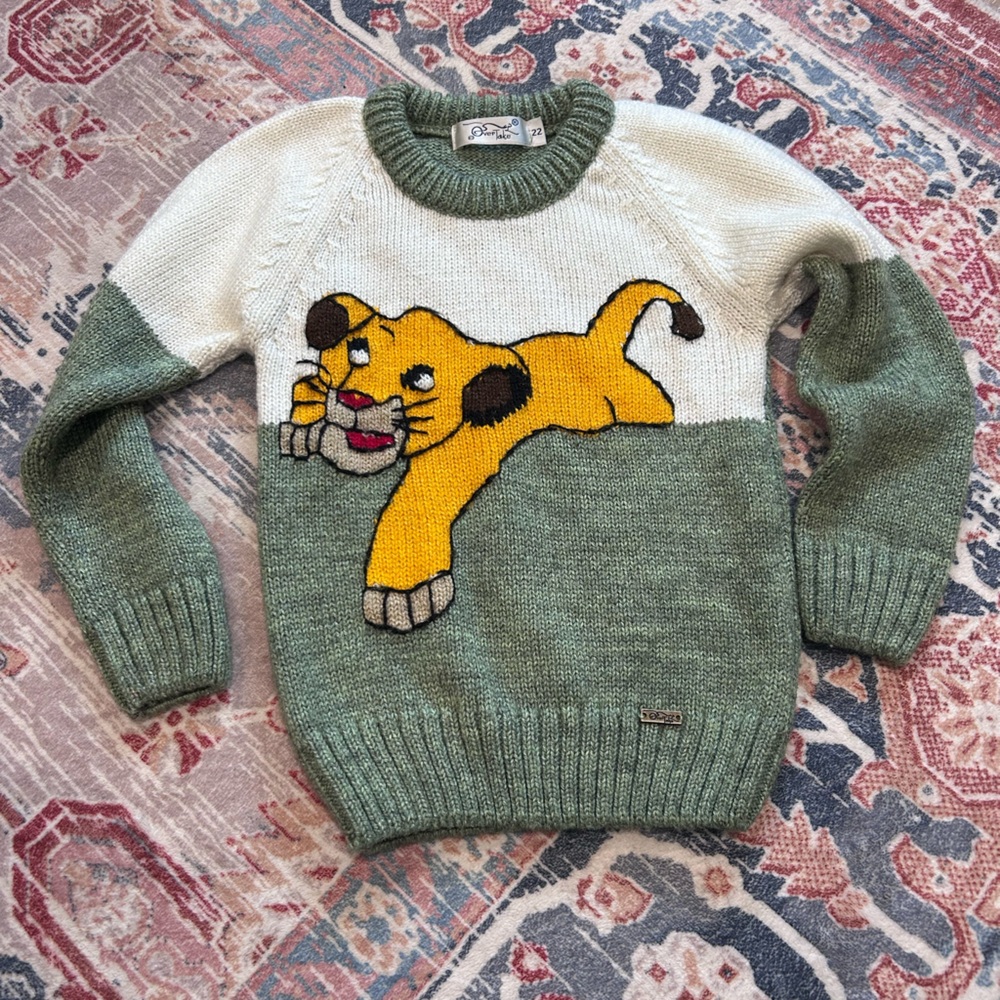 Vintage Disney Simba Sweater Toddler 2T–3T Green Knit Lion King